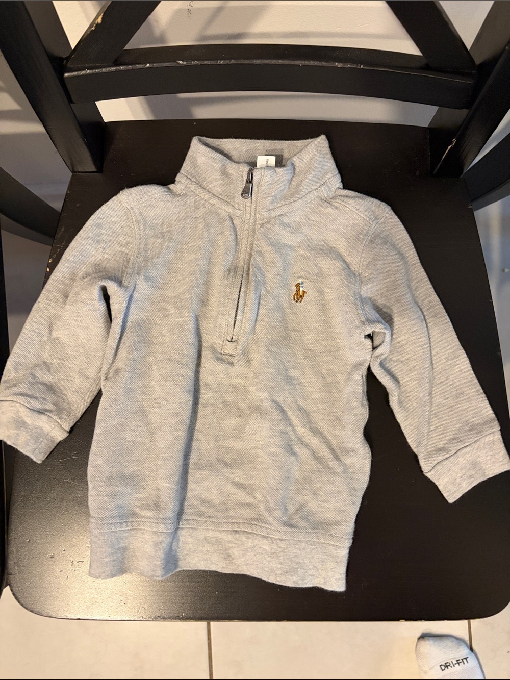 Ralph Lauren Kids Heather Gray Quarter-Zip Sweatshirt with Pony Logo